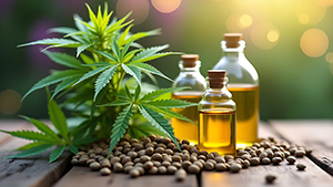 Image of cannabis plant and extracts.